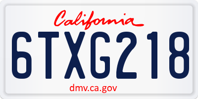 CA license plate 6TXG218