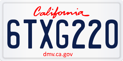 CA license plate 6TXG220