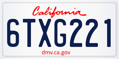 CA license plate 6TXG221