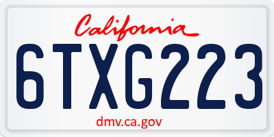 CA license plate 6TXG223