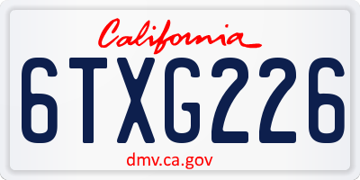 CA license plate 6TXG226