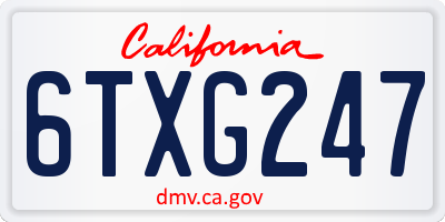 CA license plate 6TXG247