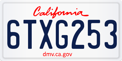 CA license plate 6TXG253
