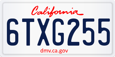 CA license plate 6TXG255