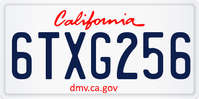 CA license plate 6TXG256