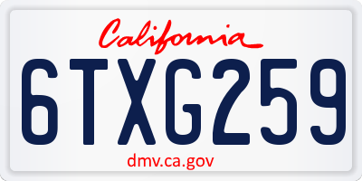 CA license plate 6TXG259