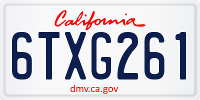CA license plate 6TXG261