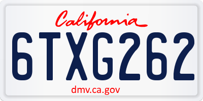 CA license plate 6TXG262