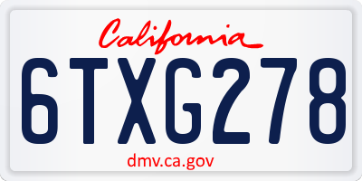 CA license plate 6TXG278