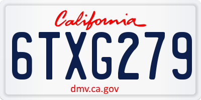 CA license plate 6TXG279