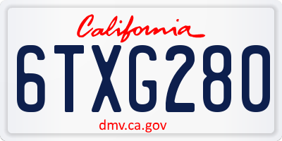 CA license plate 6TXG280
