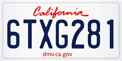 CA license plate 6TXG281