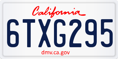CA license plate 6TXG295