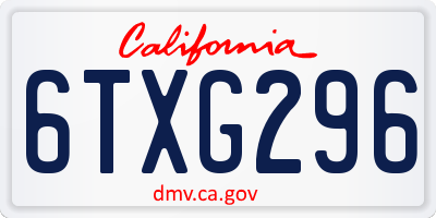 CA license plate 6TXG296