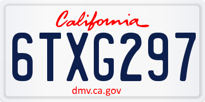 CA license plate 6TXG297