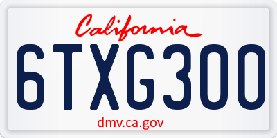 CA license plate 6TXG300