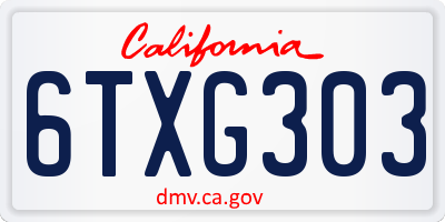 CA license plate 6TXG303
