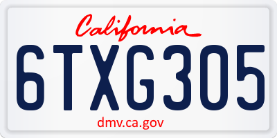 CA license plate 6TXG305