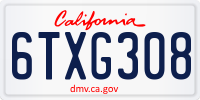 CA license plate 6TXG308