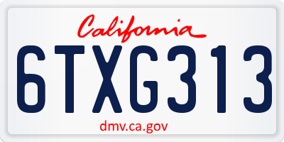 CA license plate 6TXG313
