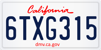 CA license plate 6TXG315