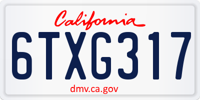 CA license plate 6TXG317