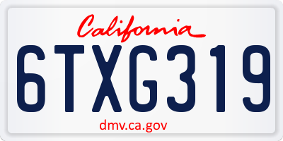 CA license plate 6TXG319