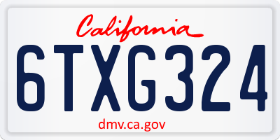 CA license plate 6TXG324