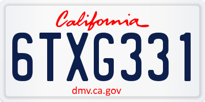CA license plate 6TXG331