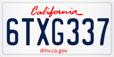 CA license plate 6TXG337