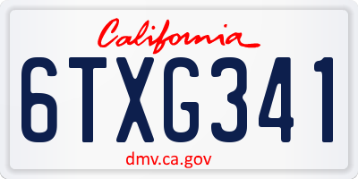 CA license plate 6TXG341