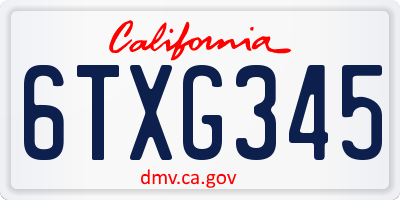 CA license plate 6TXG345