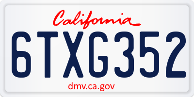 CA license plate 6TXG352