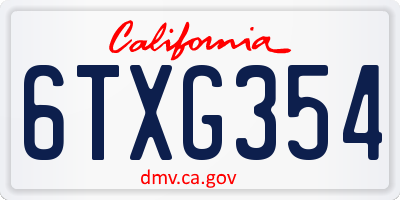 CA license plate 6TXG354
