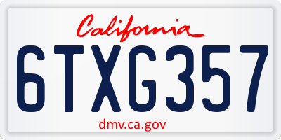 CA license plate 6TXG357