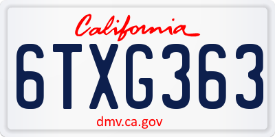CA license plate 6TXG363