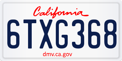 CA license plate 6TXG368