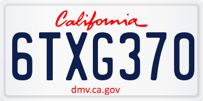 CA license plate 6TXG370