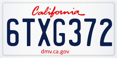 CA license plate 6TXG372