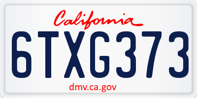 CA license plate 6TXG373