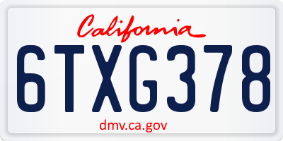 CA license plate 6TXG378