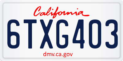 CA license plate 6TXG403