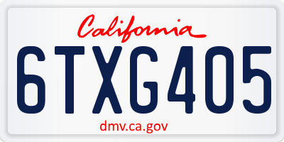 CA license plate 6TXG405