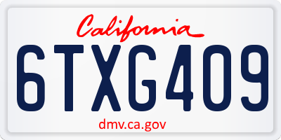 CA license plate 6TXG409