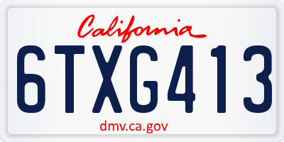 CA license plate 6TXG413