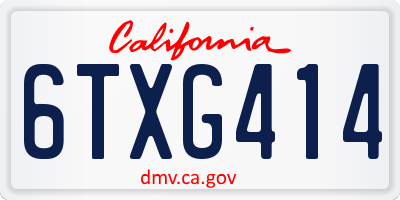 CA license plate 6TXG414