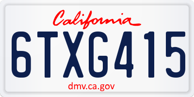 CA license plate 6TXG415