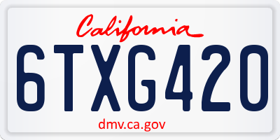 CA license plate 6TXG420