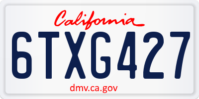 CA license plate 6TXG427