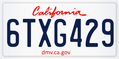 CA license plate 6TXG429